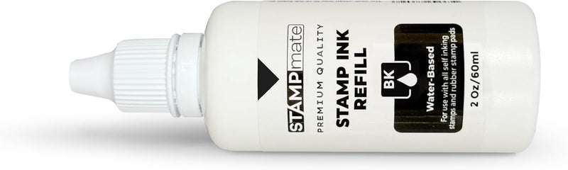 Stampmate حبر تعبئة متميز لختم ذاتي الحبر وألواح الختم - زجاجة 2 أونصة (أسود) - Image 2